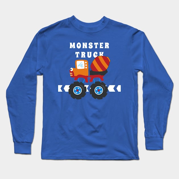 illustration of monster truck with cartoon style. Long Sleeve T-Shirt by KIDS APPAREL